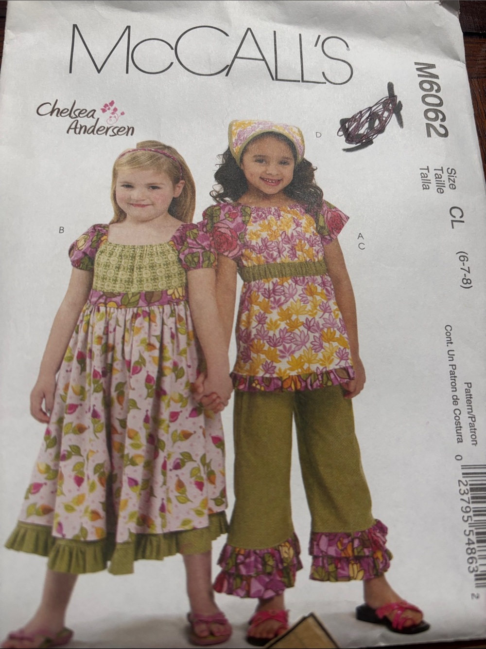 McCall's Patterns M6062 Children's/Girls' Top, Dress, Capri Pants and Kerchief